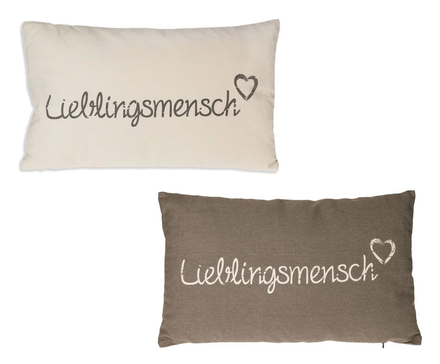 Haus und Deko Kissenbezug Lieblingsmensch Baumwolle Beige Grau - Bild 3