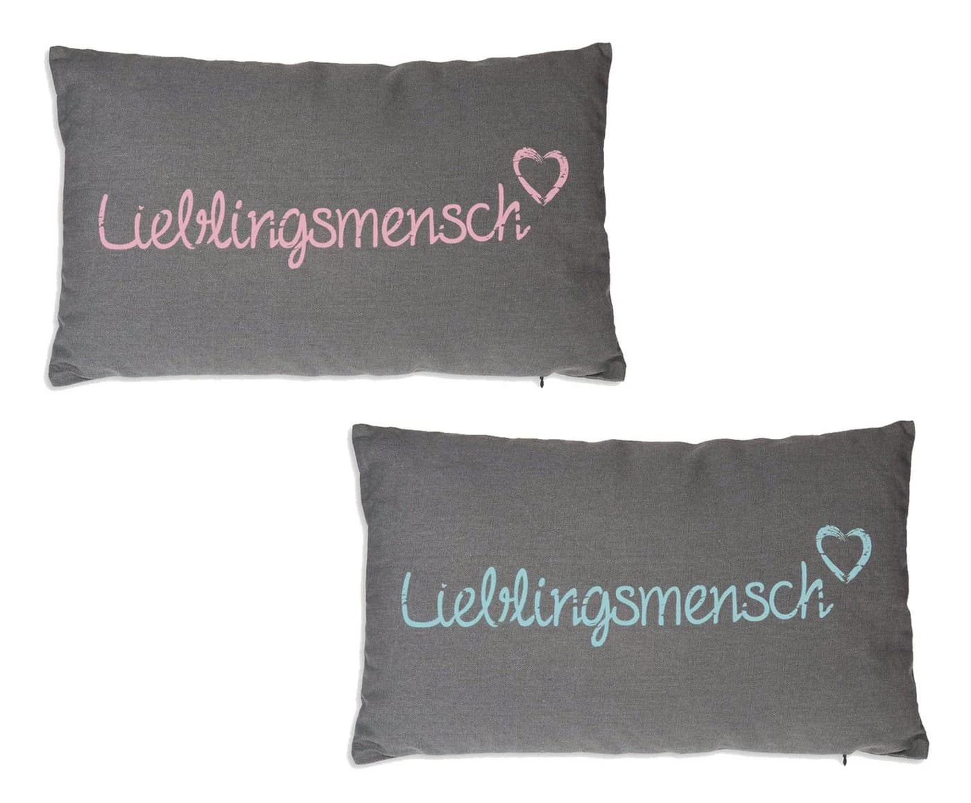 Haus und Deko Kissenbezug Lieblingsmensch Baumwolle Beige Grau - Bild 4