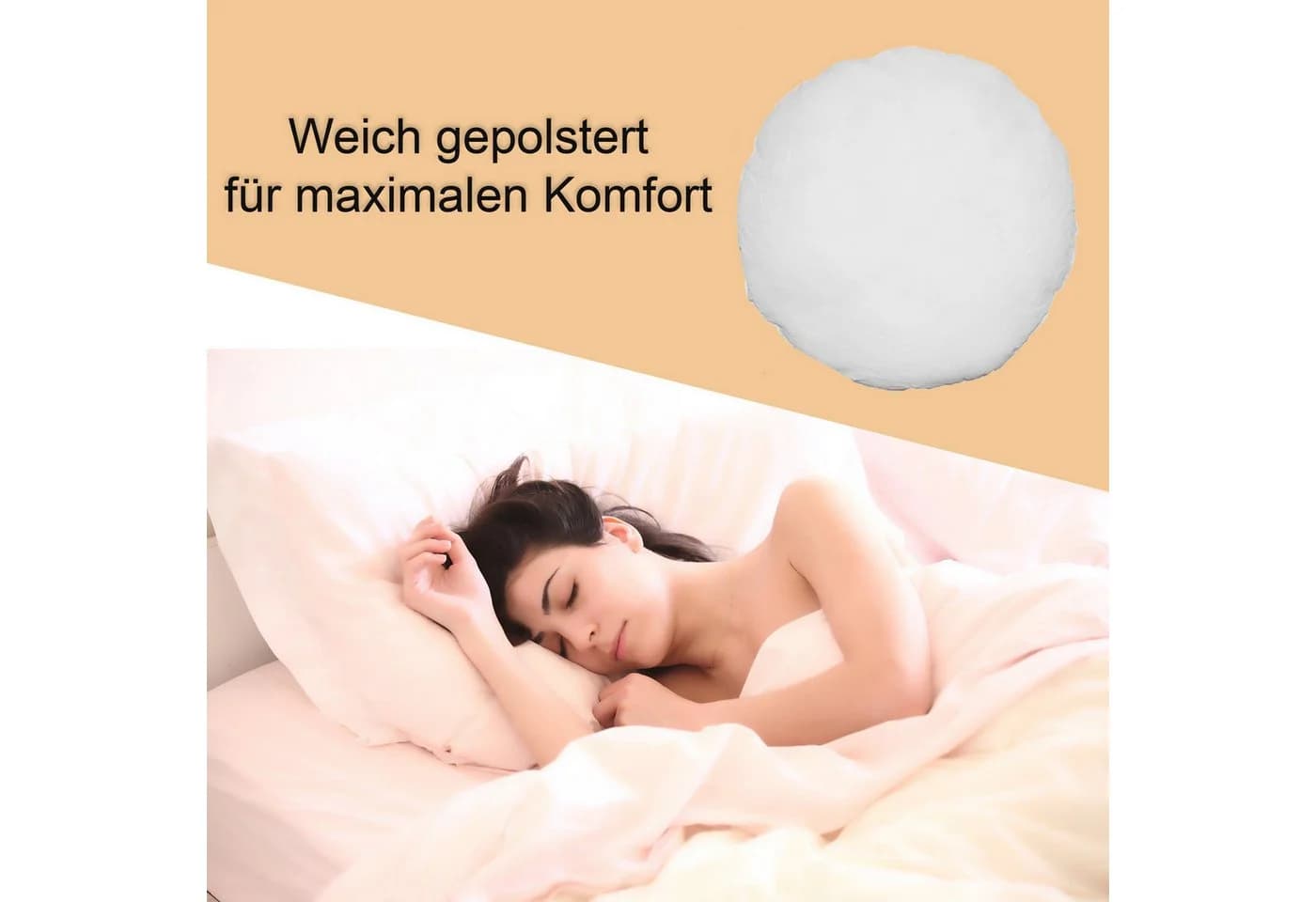 Haus und Deko Rundkissen Weiß Polyester Füllkissen - Bild 4