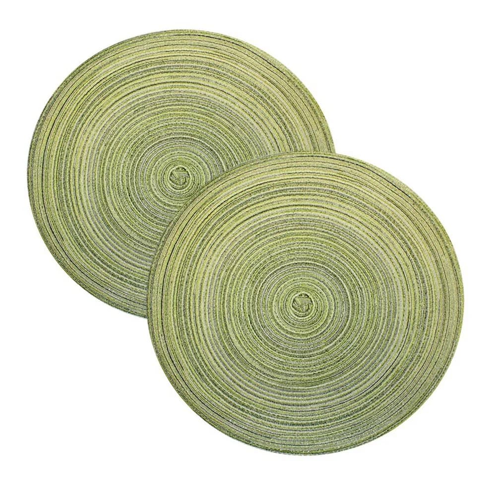 Haus und Deko Platzset 2er Set Rund Grün Polyester