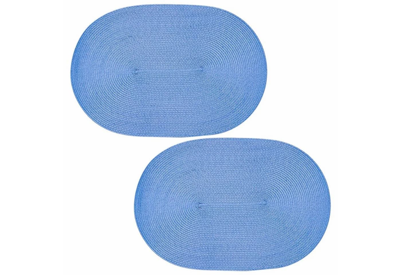 Haus und Deko Platzset 2er Set Oval Blau Geflochtene Optik - Bild 2