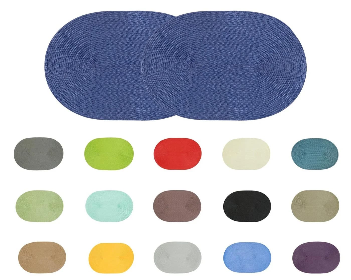 Haus und Deko Platzset 2er Set Oval Grün Geflochtene Optik