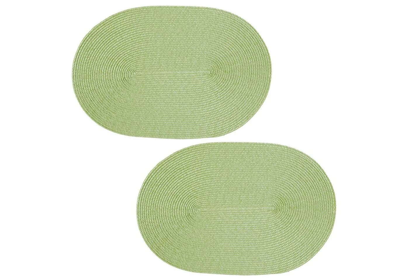 Haus und Deko Platzset 2er Set Oval Grün Geflochtene Optik - Bild 2