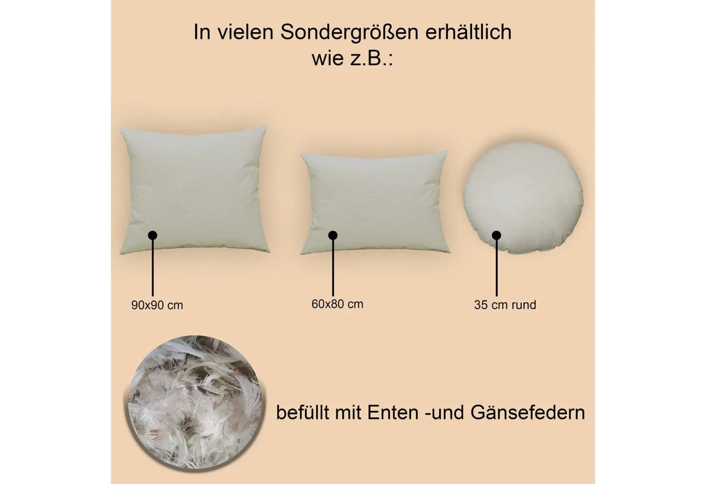 Haus und Deko Federkissen Füllkissen 100% Federn Baumwolle - Bild 4