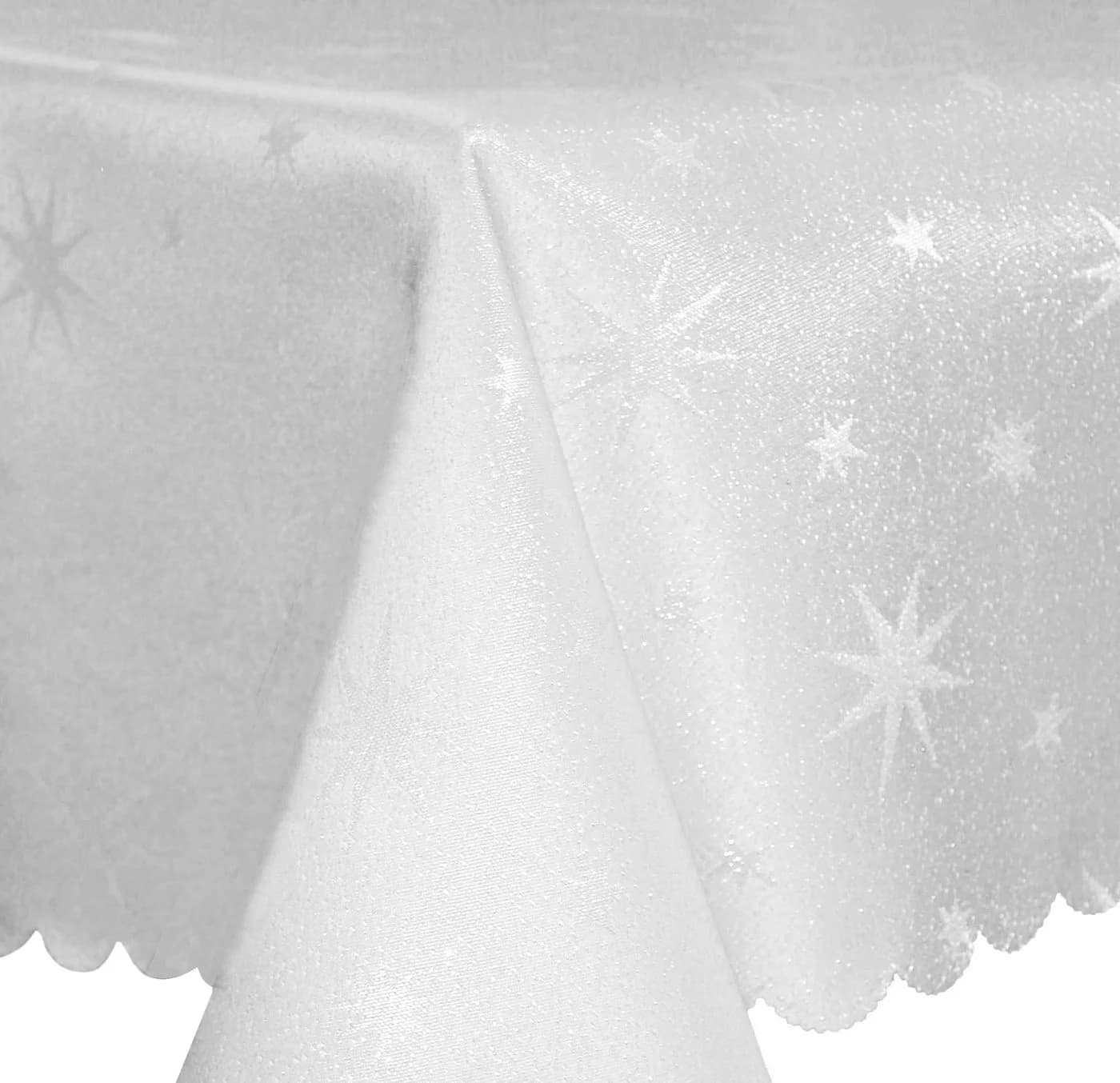 Haus und Deko Tischdecke 110x140 cm Lurex Sterne Weiß Silber