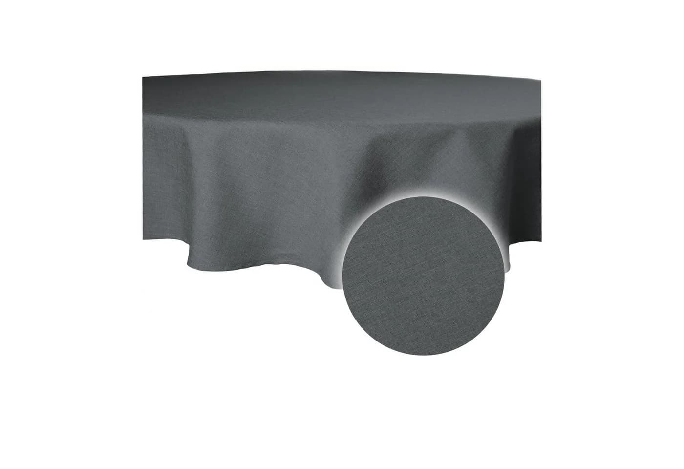 Haus und Deko Tischdecke Rund Leinenoptik Lotuseffekt Wasserabweisend Anthrazit