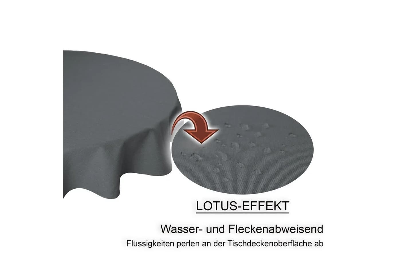 Haus und Deko Tischdecke Rund Leinenoptik Lotuseffekt Wasserabweisend Anthrazit - Bild 3