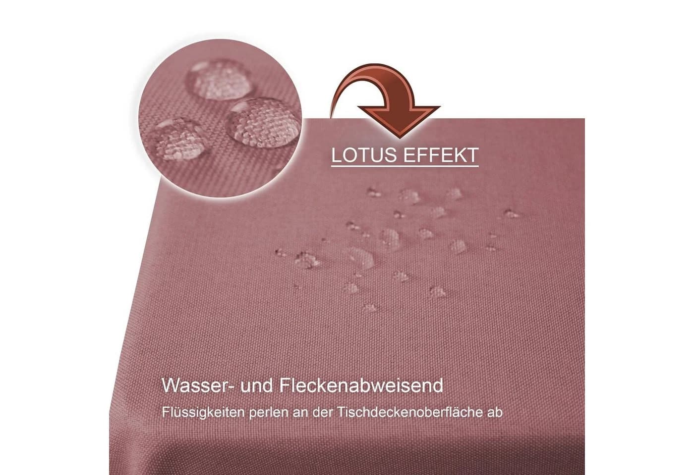Haus und Deko Tischdecke eckig Leinenoptik Lotuseffekt Wasserabweisend Altrosa - Bild 3