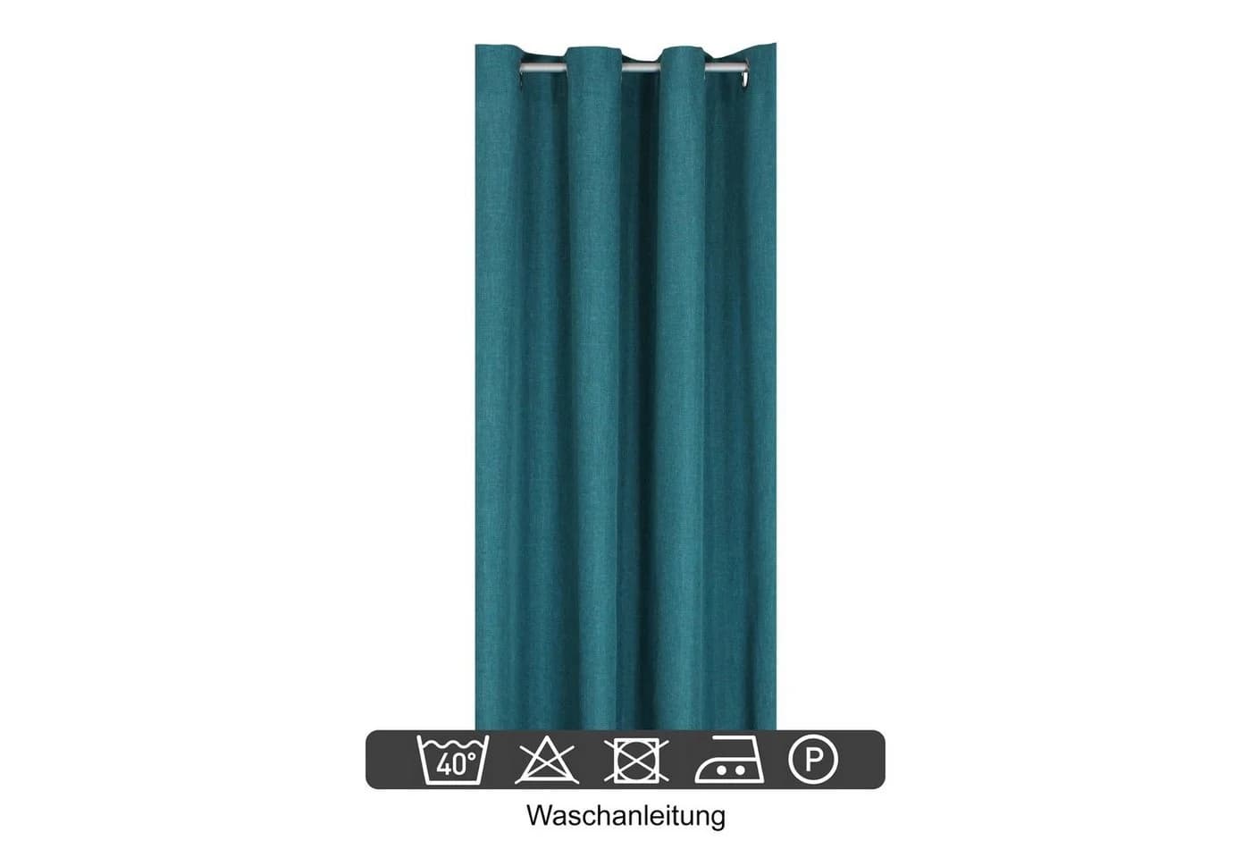 Haus und Deko Gardine Vorhang 140x245 cm Leinenoptik Uni Blau