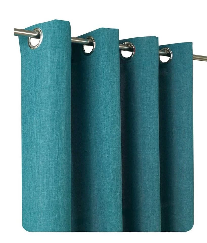 Haus und Deko Gardine Vorhang 140x245 cm Leinenoptik Uni Blau - Bild 2