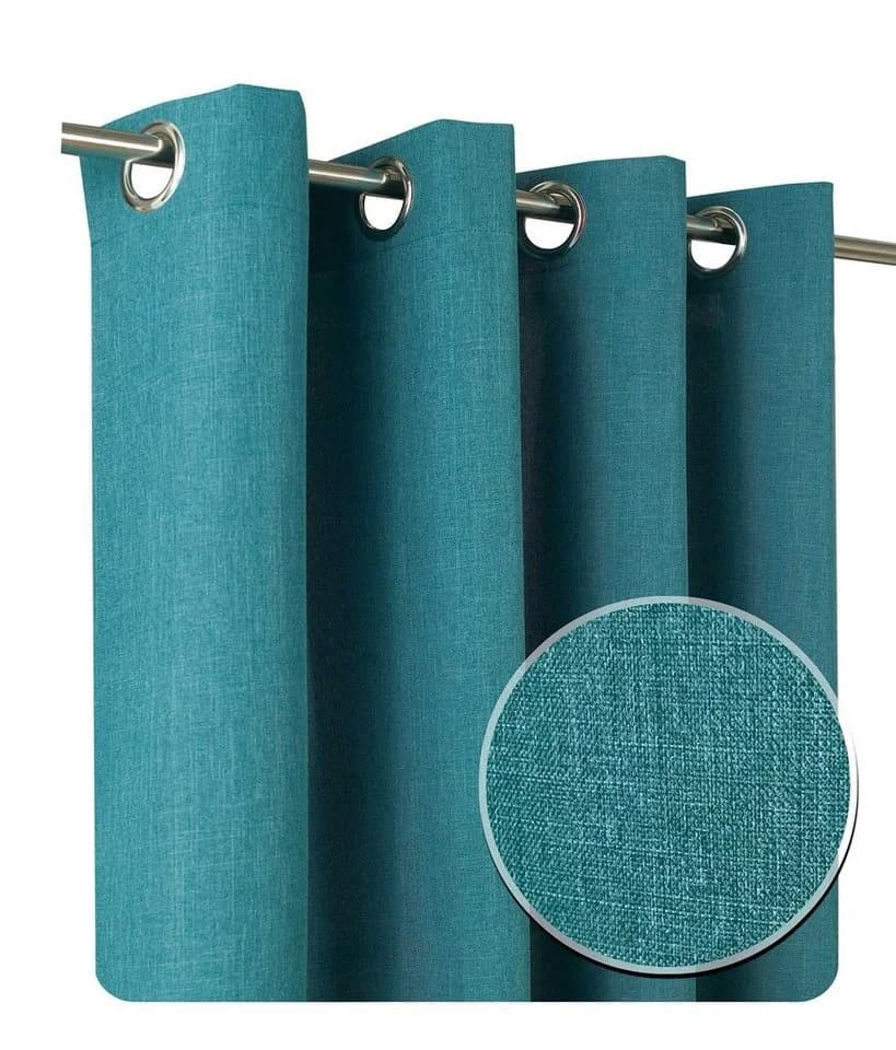 Haus und Deko Gardine Vorhang 140x245 cm Leinenoptik Uni Blau - Bild 5