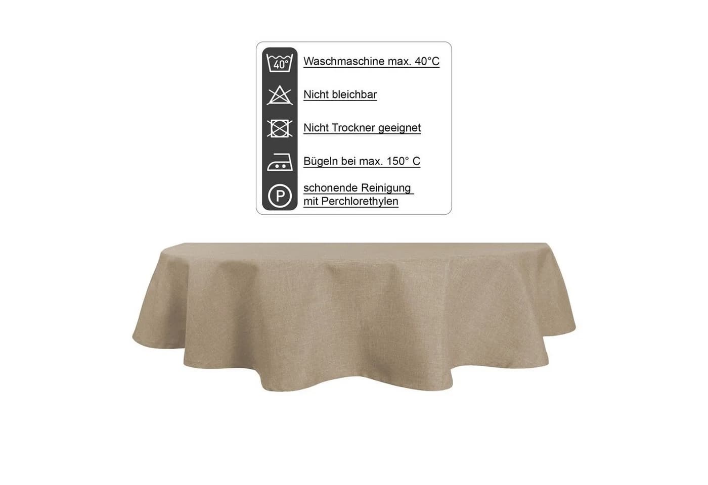 Haus und Deko Tischdecke Oval Beige Natur Leinenoptik Lotuseffekt - Bild 5