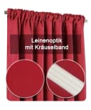 Haus und Deko Vorhang 2er Set Kräuselband Leinenoptik blickdicht rot Bild 4