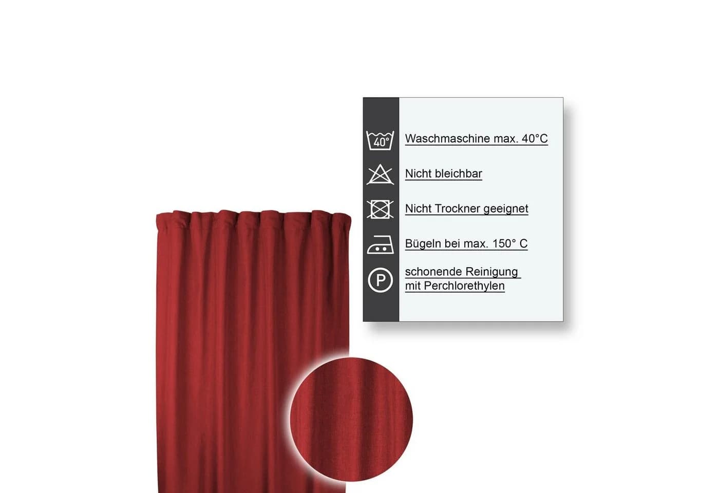 Haus und Deko Vorhang 2er Set Kräuselband Leinenoptik blickdicht rot - Bild 5