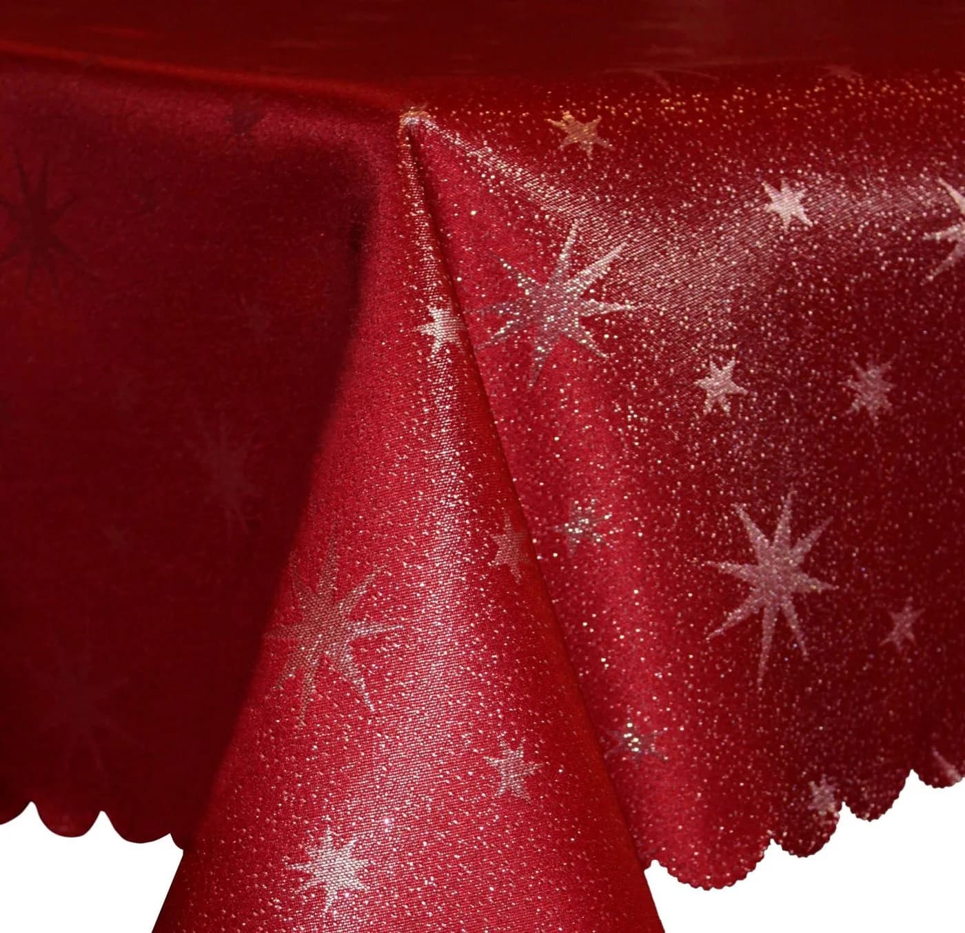 Haus und Deko Tischdecke Weihnachten Lurex Sterne Rot