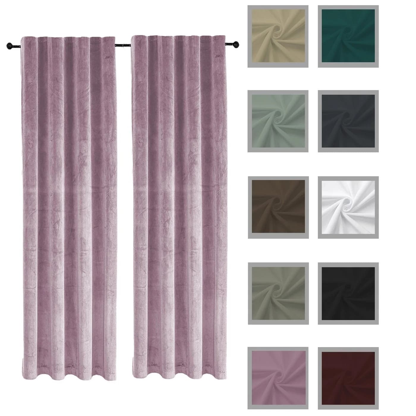 Haus und Deko Gardine Vorhang 2er Set Kräuselband Verdunkelung 140x245 cm Samt blickdicht