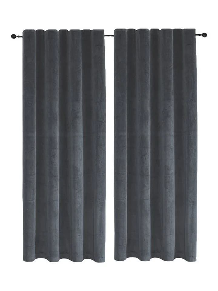 Haus und Deko Gardine Vorhang 2er Set Kräuselband Verdunkelung 140x245 cm Samt blickdicht - Bild 2