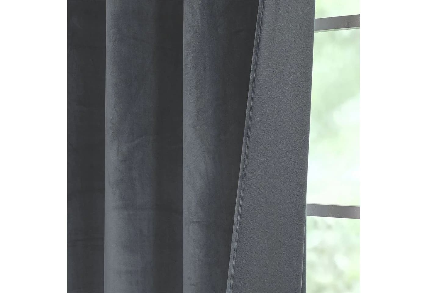 Haus und Deko Gardine Vorhang 2er Set Kräuselband Verdunkelung 140x245 cm Samt blickdicht - Bild 4