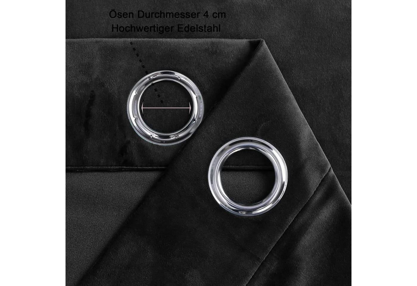 Haus und Deko Verdunkelungsgardine Schwarz mit Ösen - Bild 3