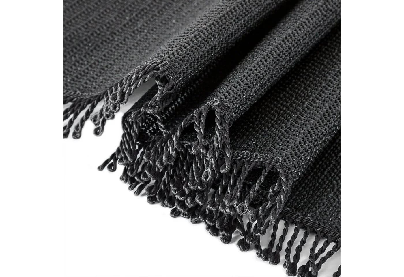 Haus und Deko Tischdecke Schwarz PVC Outdoor Wetterfest mit Fransen