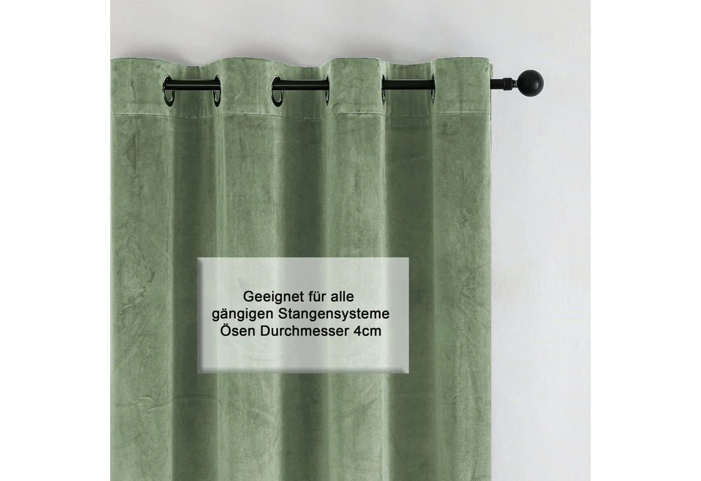Haus und Deko Samt-Gardine mit Ösen 140x175 cm Grün Verdunkelung - Bild 5