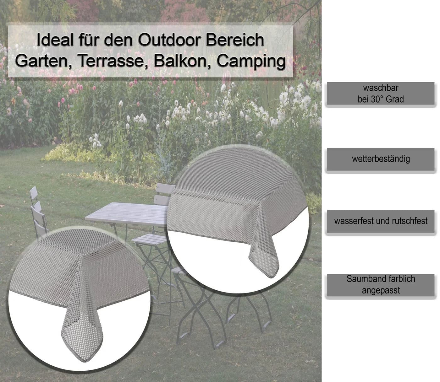 Haus und Deko Gartentischdecke PVC Weichschaum Karo Grau - Bild 5