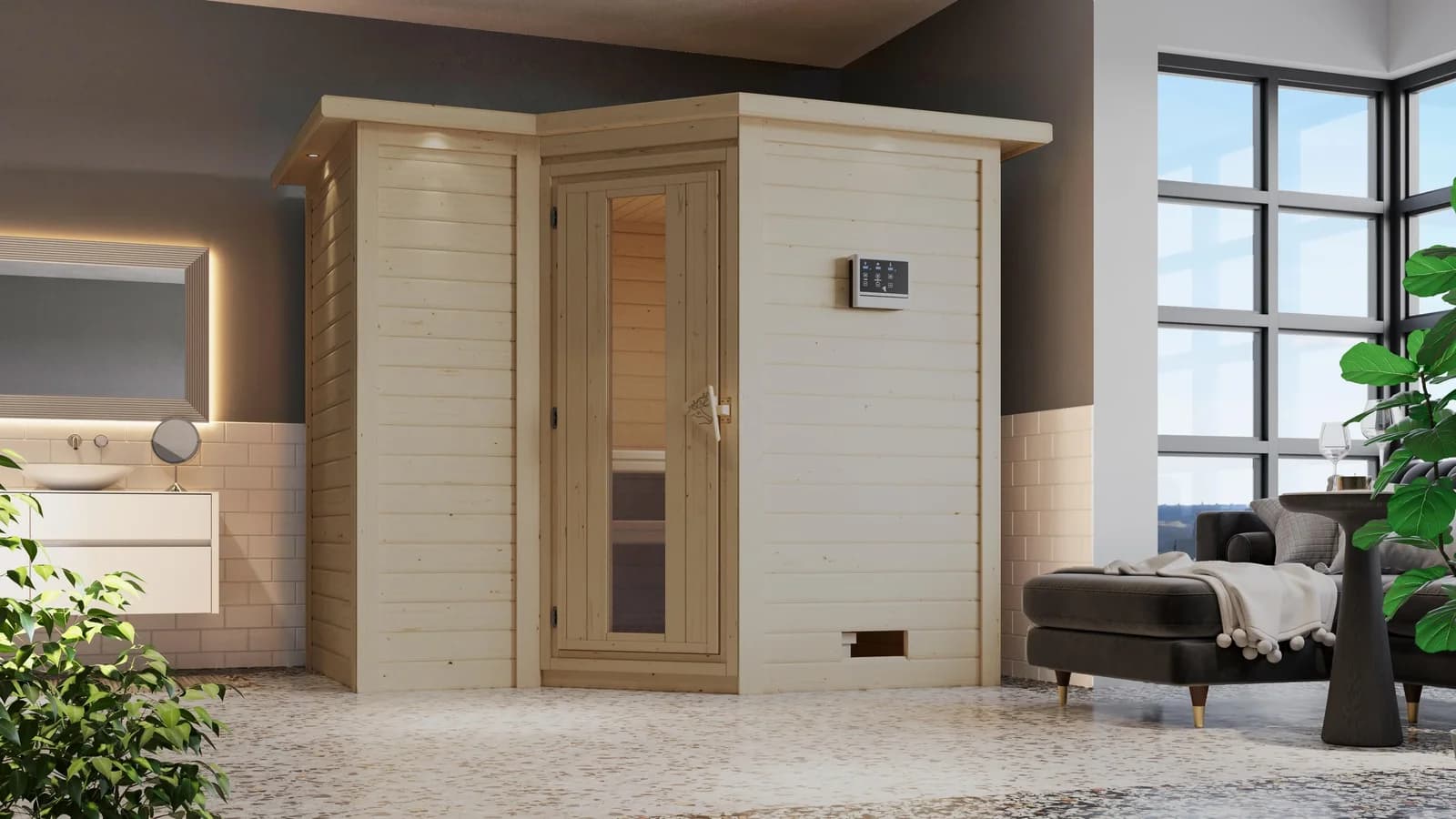 Sauna KARIBU "Sanna 2" 9 kW Saunaofen Externe Steuerung