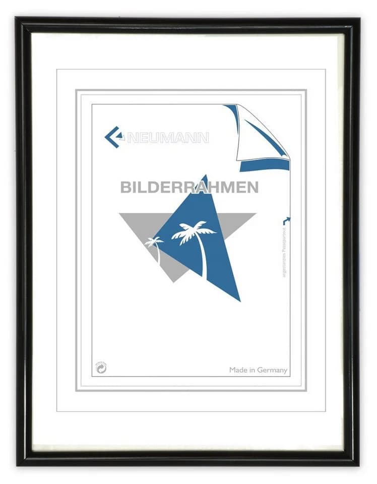 Bilderrahmen Neumann CLASSIC Kunststoffrahmen Schwarz mit Passepartout