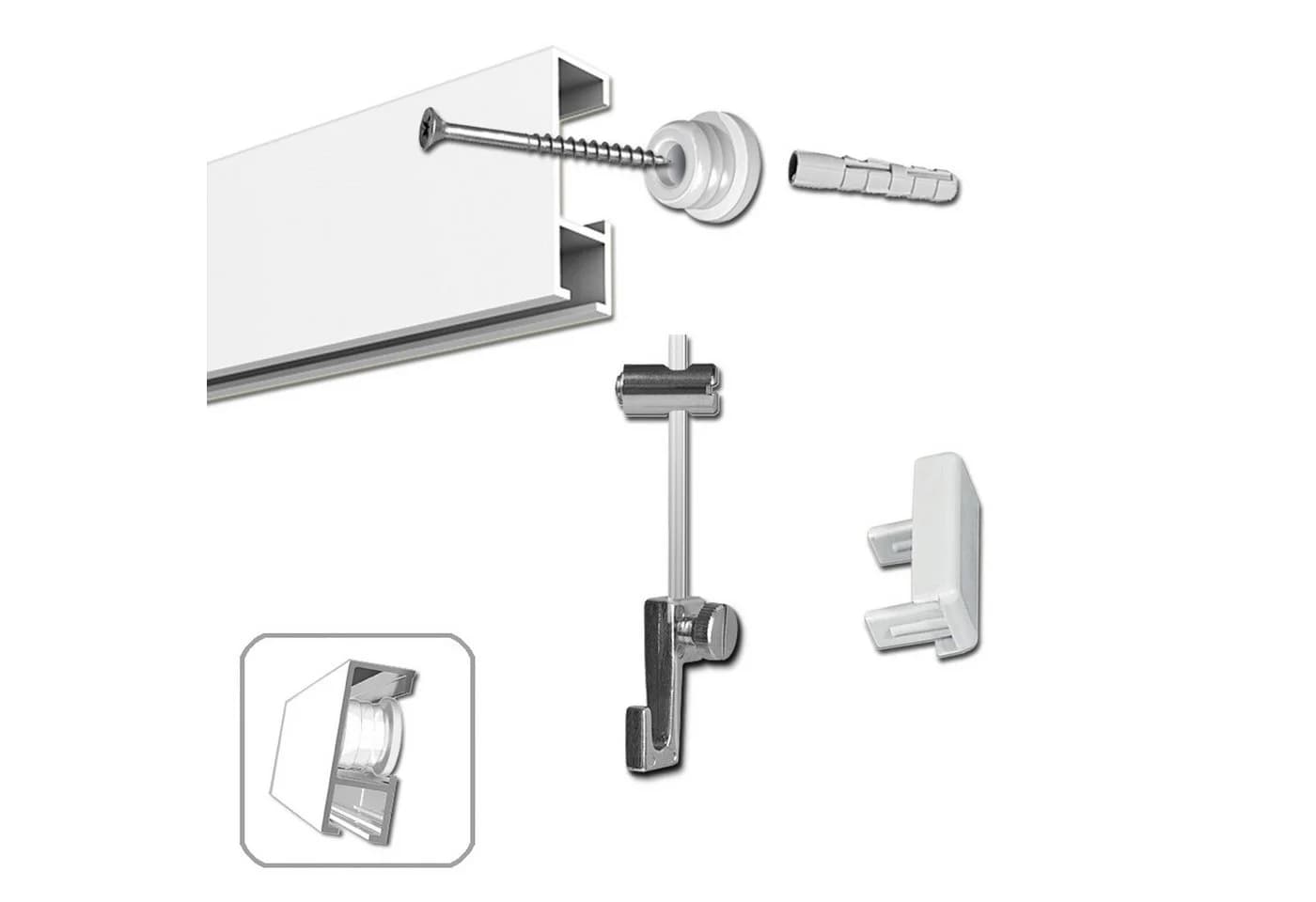Neumann Bilderschienen-Set 3m mit Gleitern & Haken - Bild 2