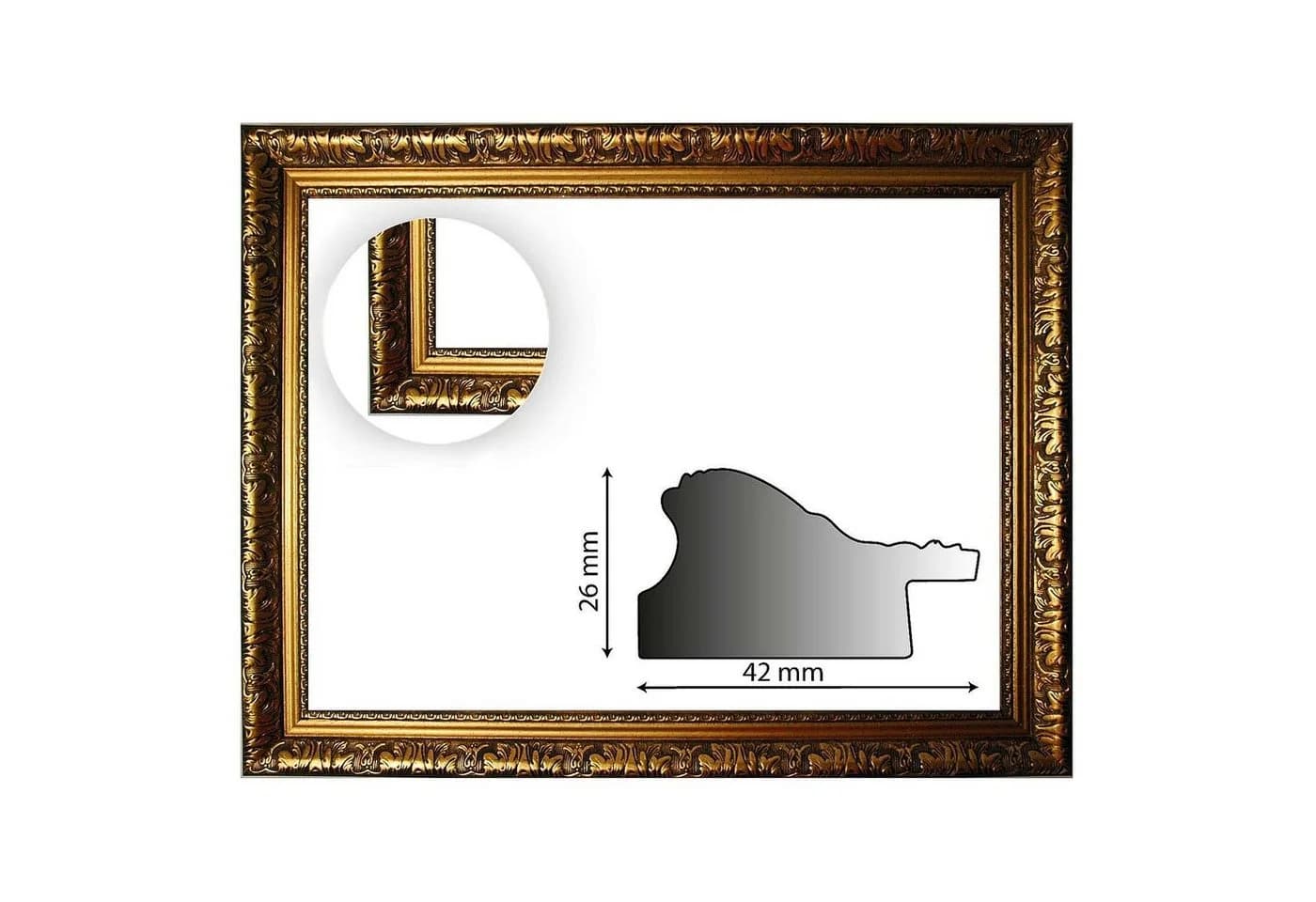 Bilderrahmen Neumann Barockrahmen Gold Fein Verziert 335 ORO - Bild 2