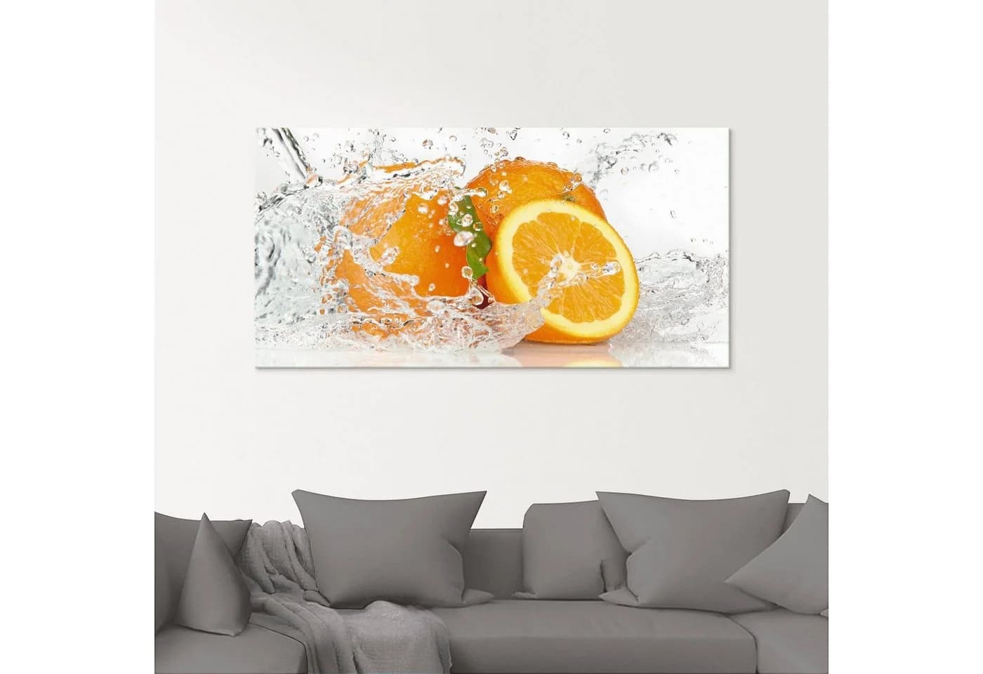 Artland Glasbild Orange mit Spritzwasser - Hochwertiges Weißglas Motiv