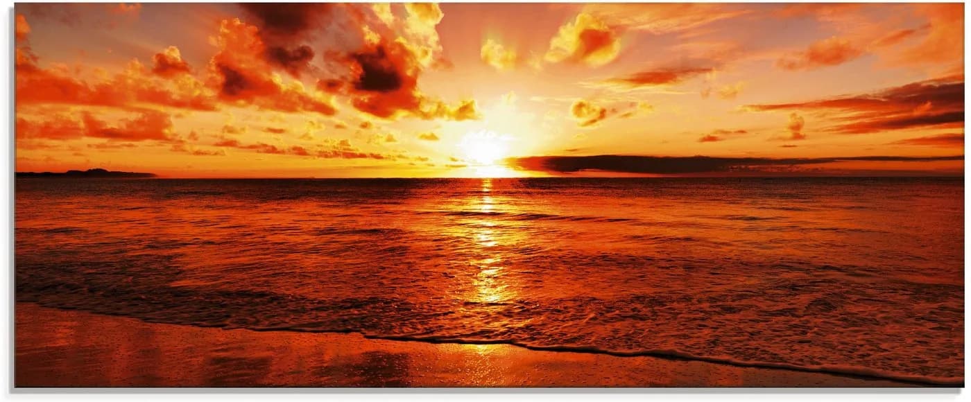 Artland Glasbild Schöner Sonnenuntergang Strand Orange - Bild 2