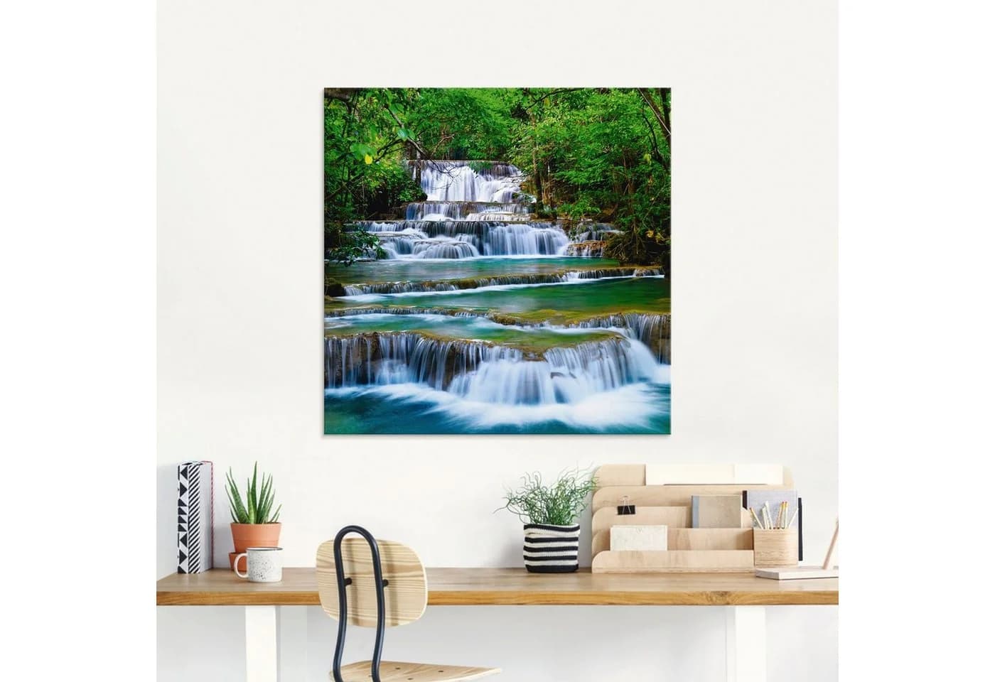 Artland Glasbild Tiefen Wald Wasserfall Modernes Motiv Natur