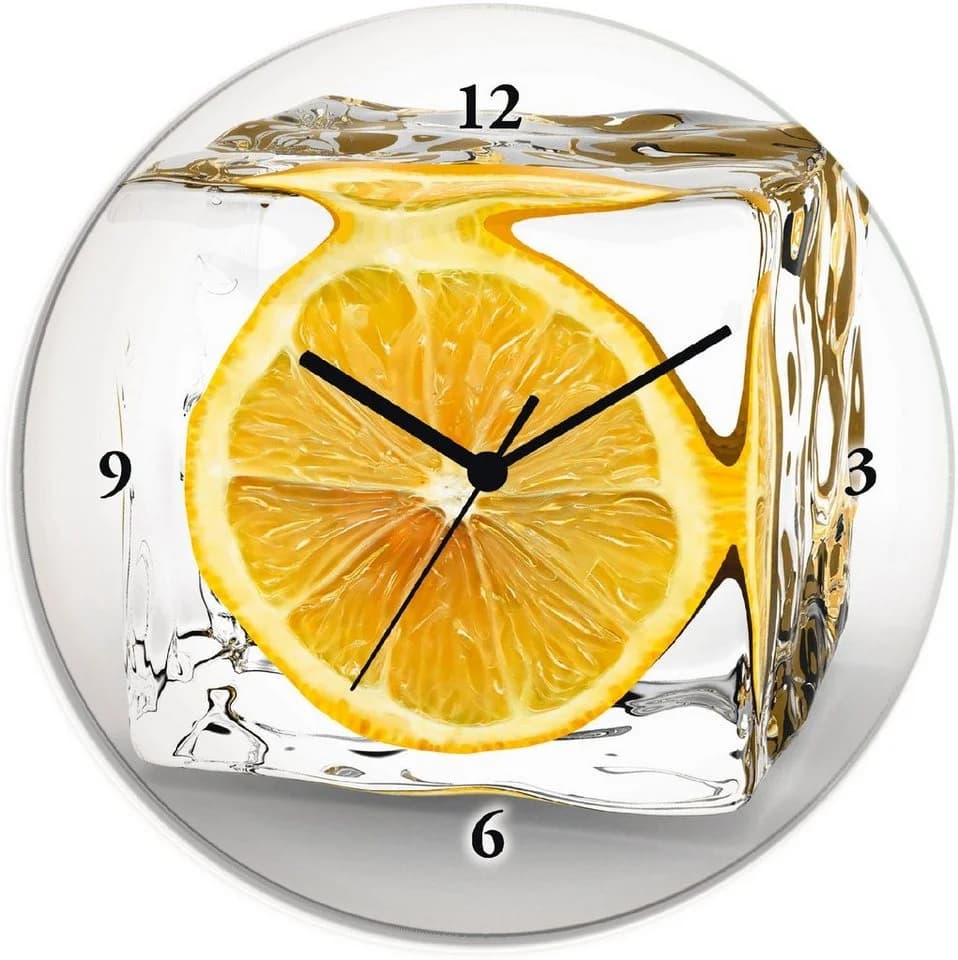 Artland Wanduhr Zitrone im Eiswürfel Modernes Glasdesign Lautlos - Bild 2