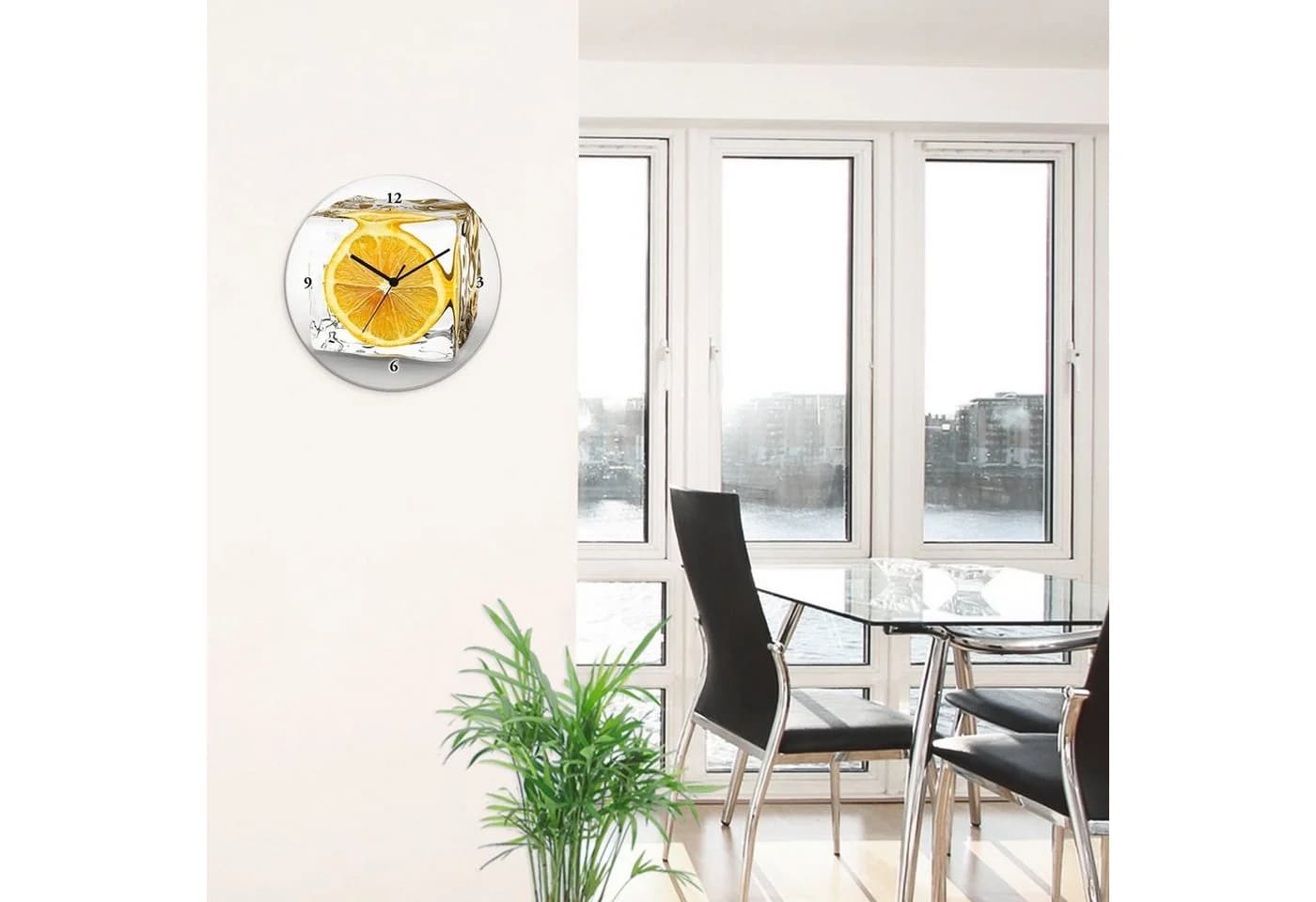 Artland Wanduhr Zitrone im Eiswürfel Modernes Glasdesign Lautlos - Bild 3