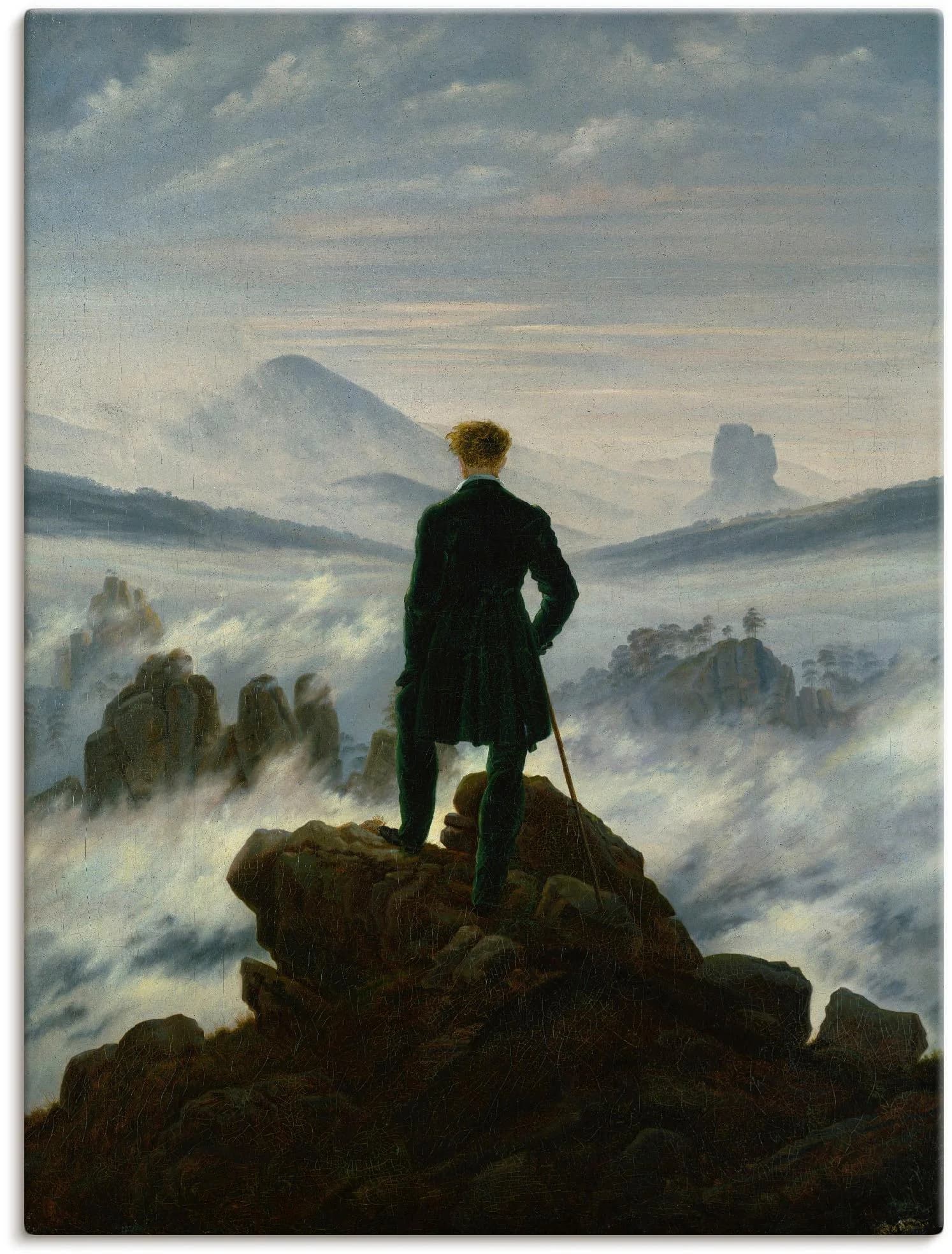Wandbild ARTLAND 'Der Wanderer über dem Nebelmeer' Leinwand 90x120cm