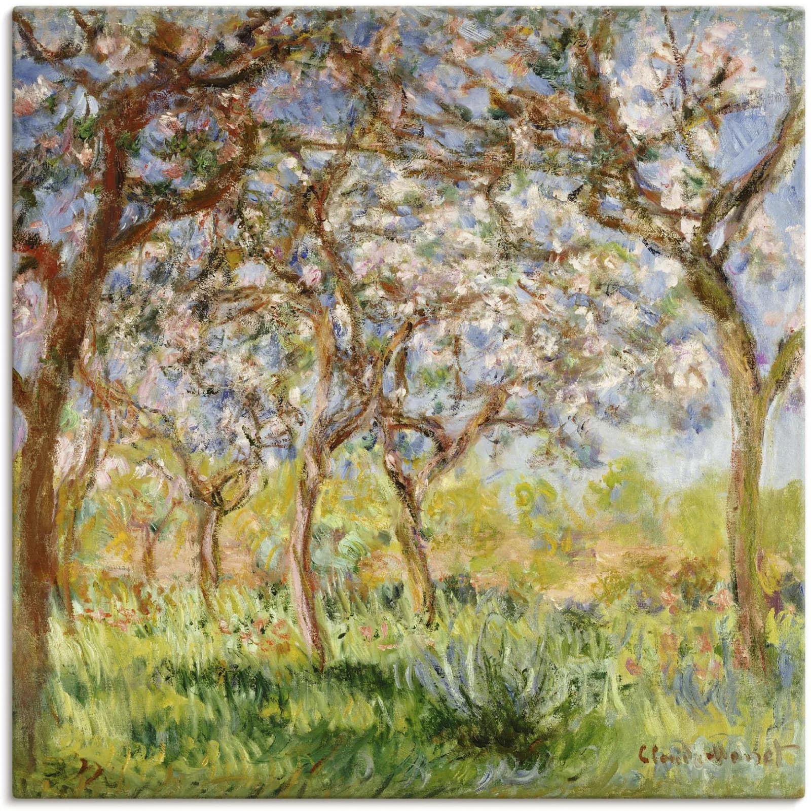 ARTLAND Leinwandbild "Frühling in Giverny" Grün 100x100 cm