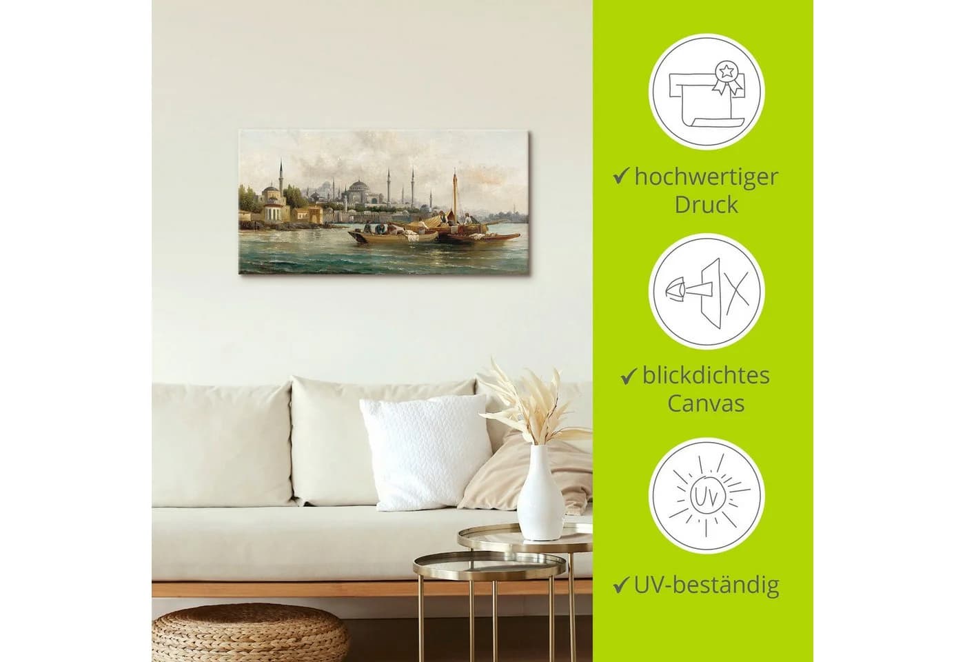 Artland Wandbild Handelsschiffe vor Hagia Sophia, Boote & Schiffe Leinwandbild - Bild 4
