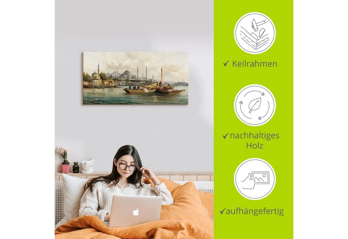 Artland Wandbild Handelsschiffe vor Hagia Sophia, Boote & Schiffe Leinwandbild - Bild 5