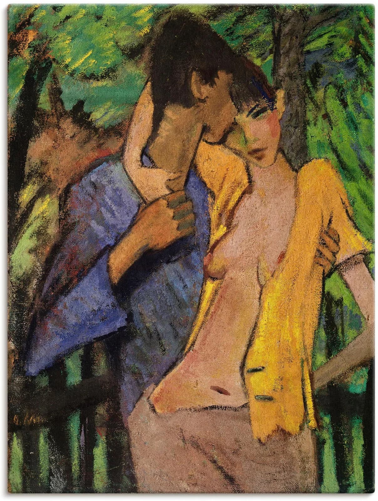 ARTLAND Leinwandbild Liebespaar 1919 Otto Mueller Bunt 60x80 cm