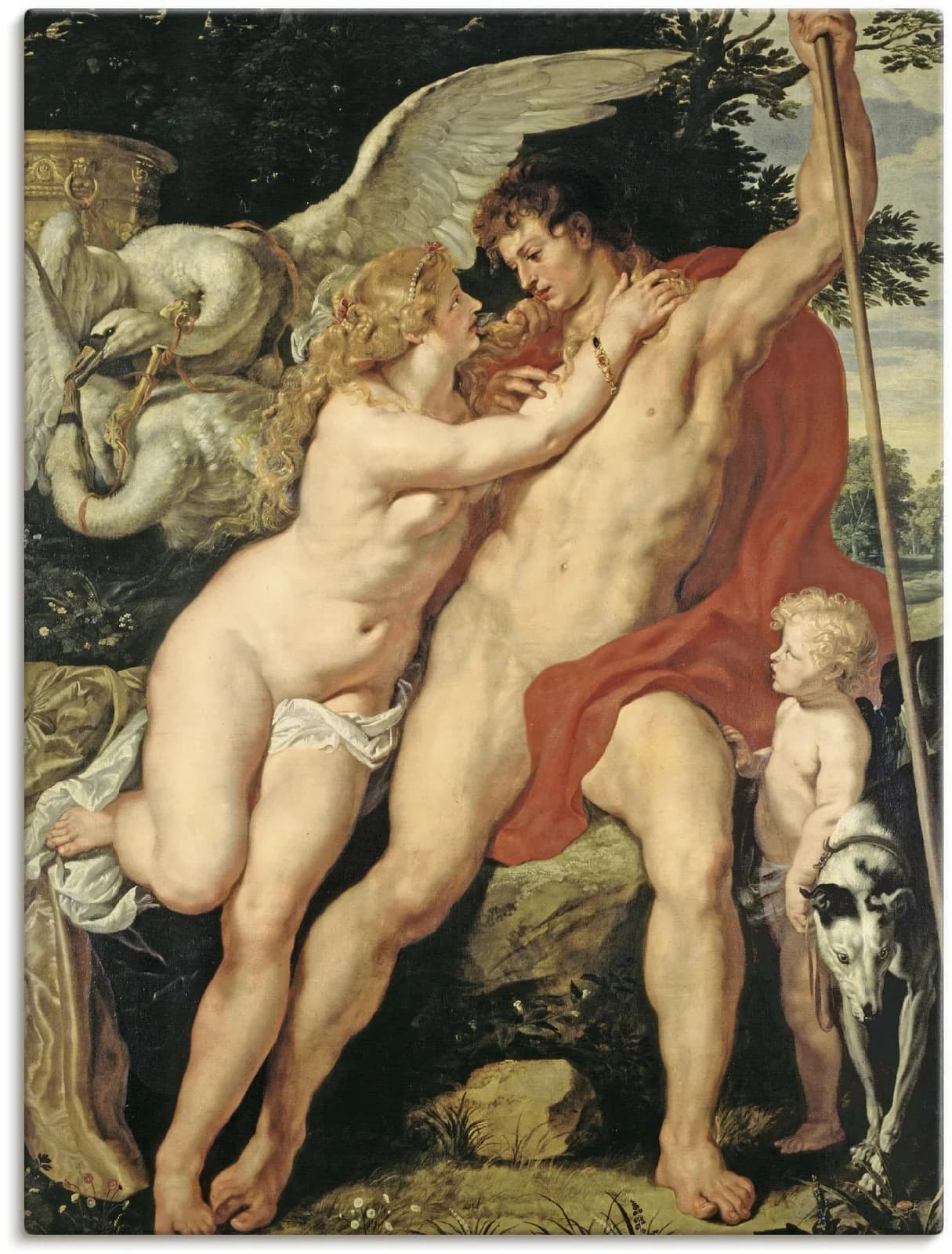 ARTLAND Leinwandbild Venus und Adonis Barock Bunt 90x120 cm