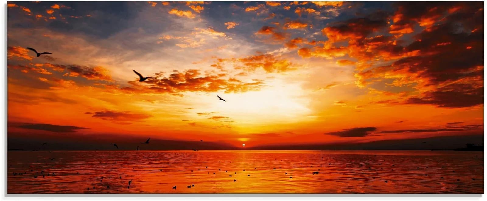 Artland Glasbild Sonnenuntergang am Strand Orange