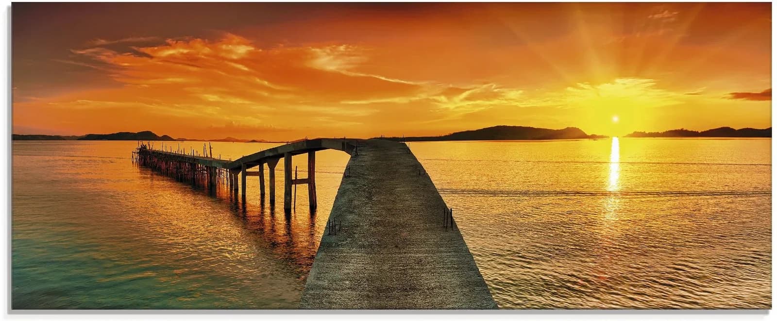 Artland Glasbild "Sonnenaufgang über dem Meer" Gewässer