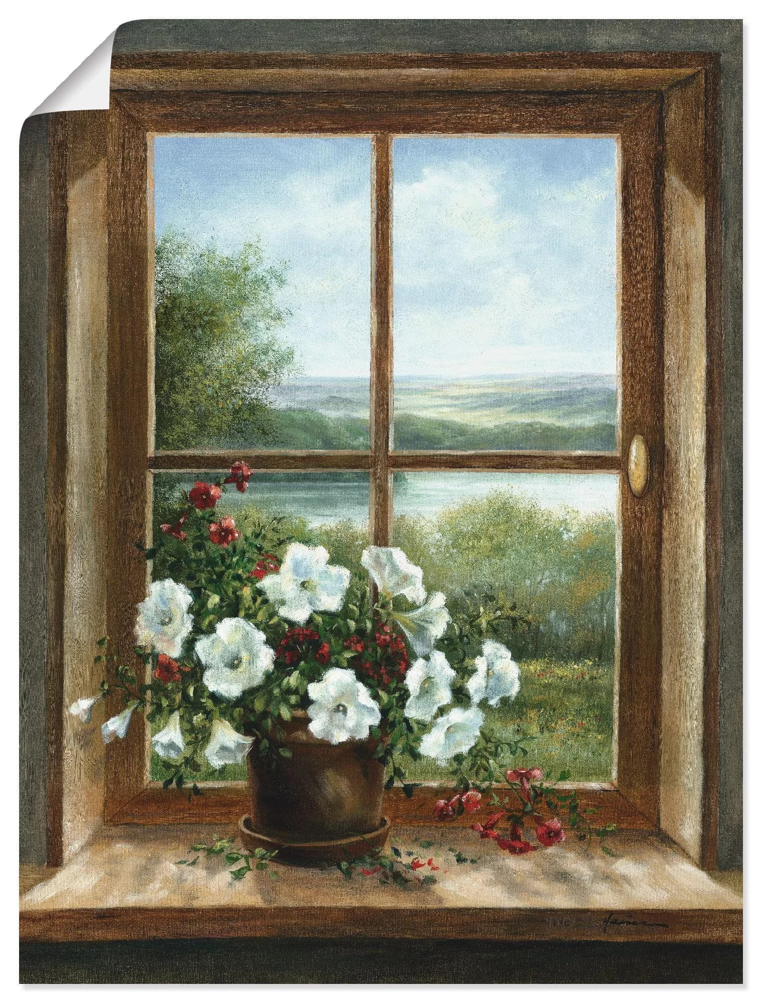 Wandbild ARTLAND Blumen am Fenster Braun