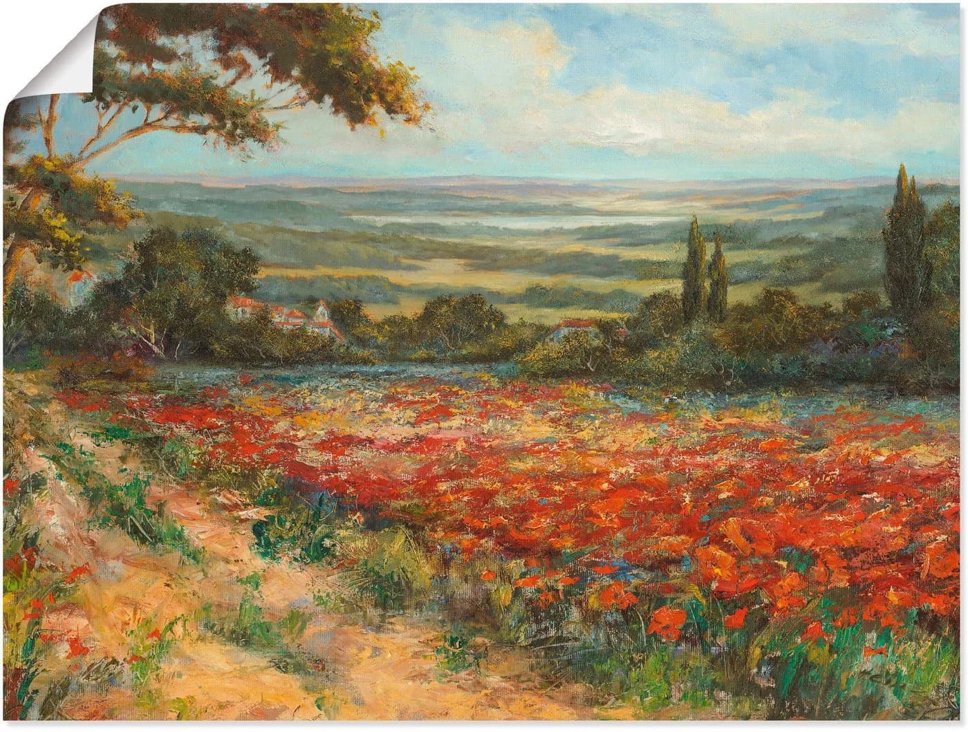 Artland Wandbild Weg am Mohnfeld Leinwand Poster Grün - Bild 2