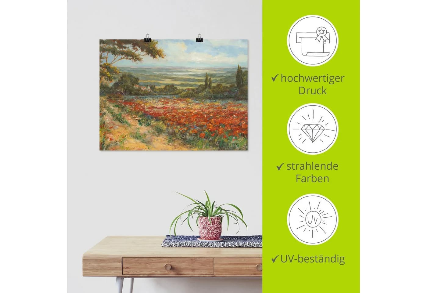 Artland Wandbild Weg am Mohnfeld Leinwand Poster Grün - Bild 5