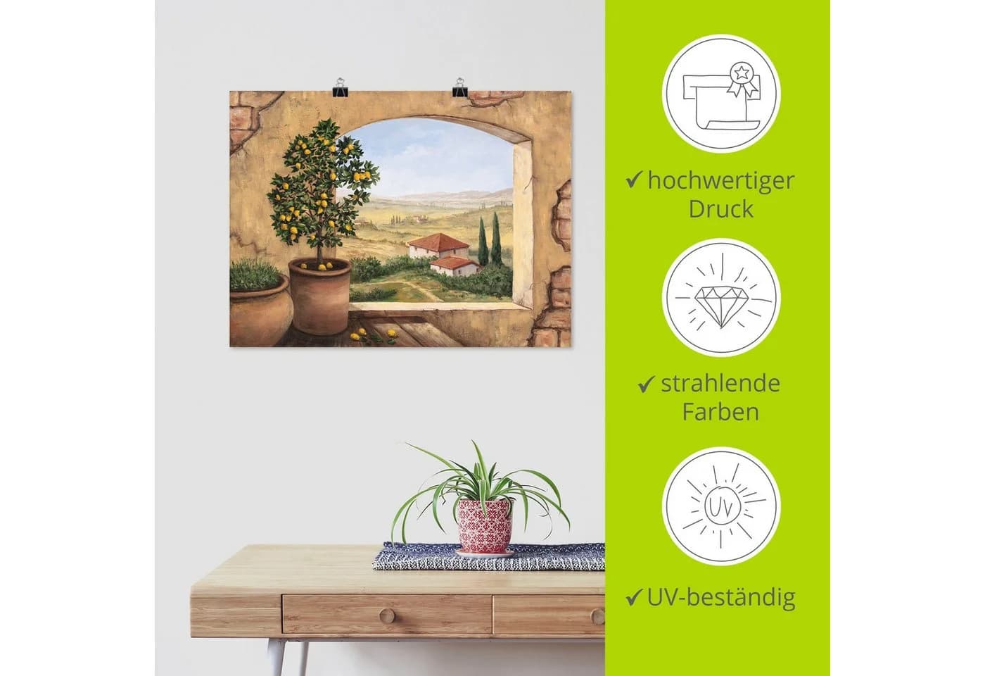 ARTLAND Wandbild Fenster in der Toskana Beige 40x30cm - Bild 5