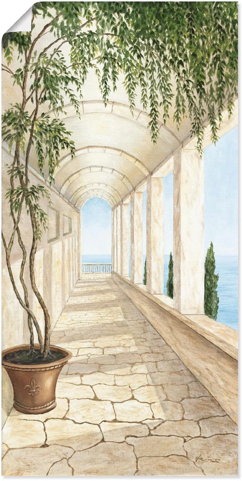 ARTLAND Wandbild Capri Beige 30x60 cm Alubild Leinwand Poster