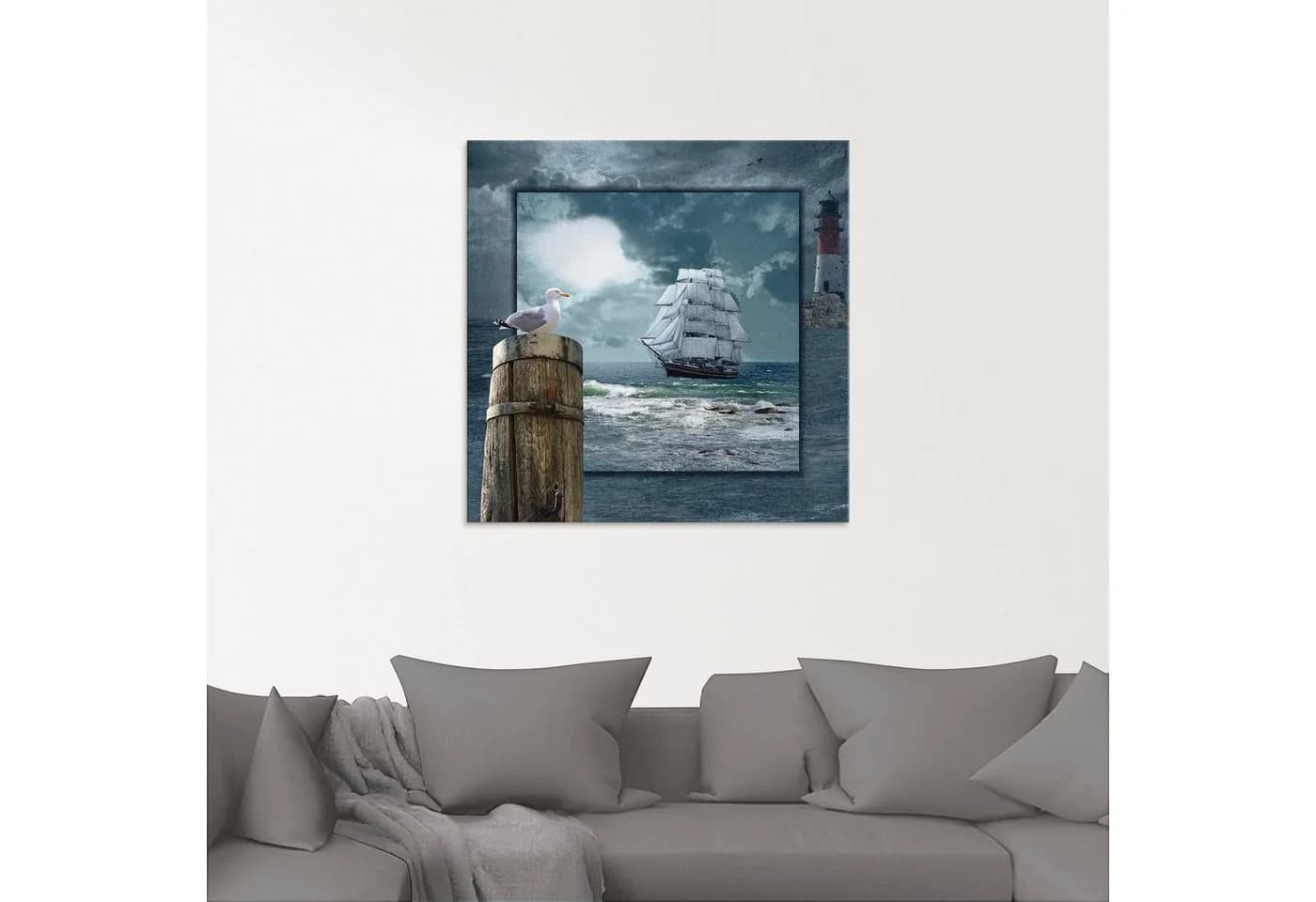 Artland Glasbild Maritime Collage Segelschiff Blau - Bild 3