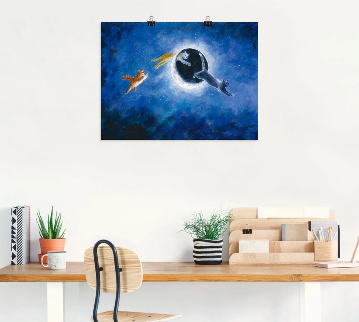 Artland Poster In der Nacht sind alle Katzen grau Blau Grau